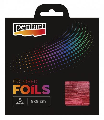 Pentart Színes fólia lap 5 db 9x9 cm Piros