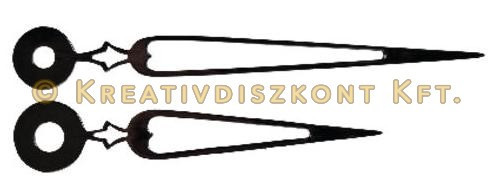 Fém óramutató pár, fekete lakkozott, 82/62 mm