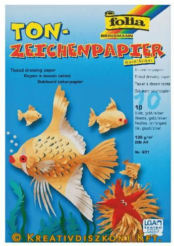 Tónus/rajzpapír tömb A4 2x5 lap arany, ezüst