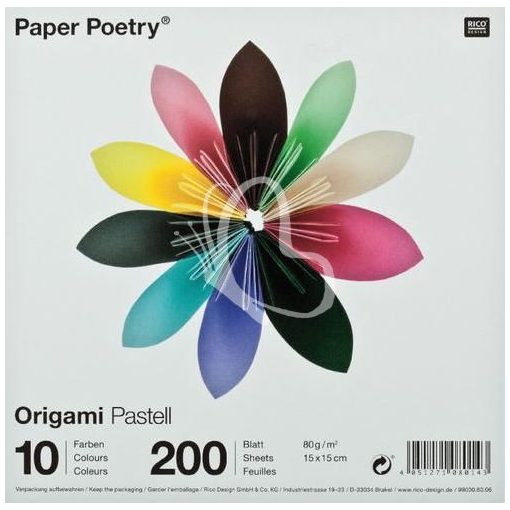 Origami papír pasztell 15x15 cm 200 lap