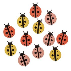 Fa Katicabogár 2x2,7 cm piros-rózsaszín-sárga