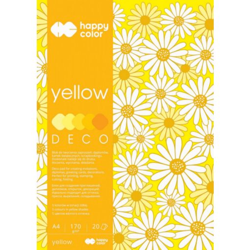 Happy Color Színes papírkészlet A4 170g 20 lap 5 árnyalat - Sárga