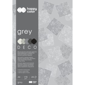   Happy Color Színes papírkészlet A4 170g 20 lap 5 árnyalat - Szürke