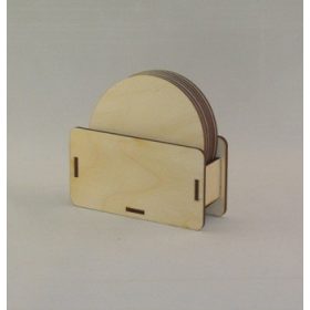 Fa alátét kerek 6 db+tartó 11x10x3,5 cm