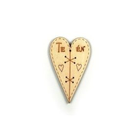 Fafigura Szív Te és Én felirat 5x8 cm