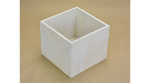 Fa dekorláda fehér kocka 13x13x11 cm