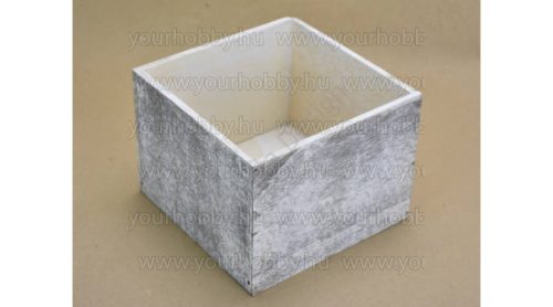 Fa dekorláda szürke koptatott kocka 16x16x12 cm 2352G