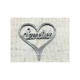 Fa "Szeretlek" szívben szürke 10 cm