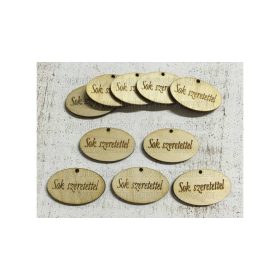 Fa "Sok szeretettel" ovál tábla 2,5x4 cm