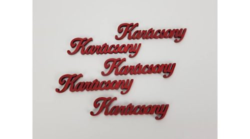 Fafigura "Karácsony" felirat piros 10 cm
