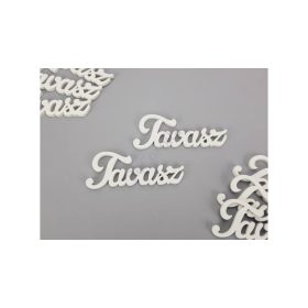 Fa "Tavasz" írott felirat fehér 9,3x3,5 cm