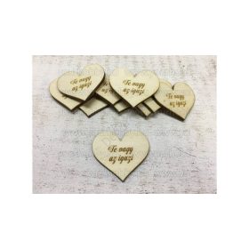 Fa szív "Te vagy az igazi" felirattal natúr 4 cm