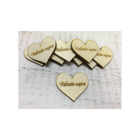Fa szív "Valentin napra" felirattal 4 cm