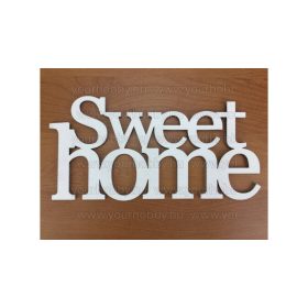   Fa "Sweet Home" felirat koszorúra fehér 11,5*20 cm 
