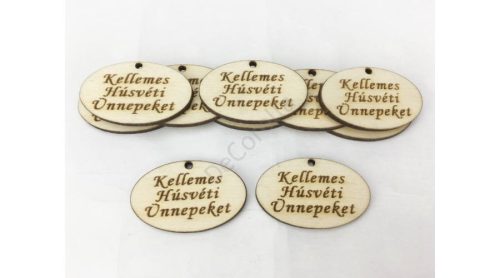Fa "Kellemes Húsvéti Ünnepeket" ovál tábla 2,5x4 cm
