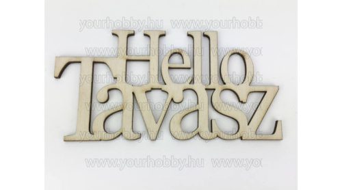 Fa natúr "Hello Tavasz" felirat koszorúra 7*14cm 5954
