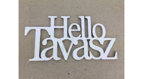 Fa "Hello Tavasz" felirat koszorúra fehér 7x14 cm