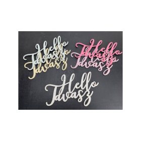   Fa "Hello Tavasz" írott felirat koszorúra 12x19 cm - fehér