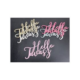   Fa "Hello Tavasz" írott felirat koszorúra 12x19 cm - rózsaszín