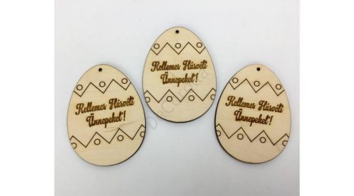 Fa "Kellemes Húsvéti Ünnepeket!" gravírozott tojás 6x8 cm