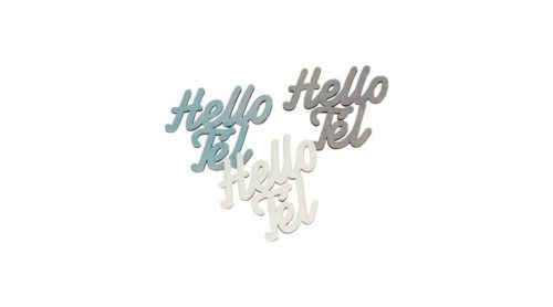 Fafigura "Hello Tél" felirat színes ezüst 8x8 cm 3 db/cs