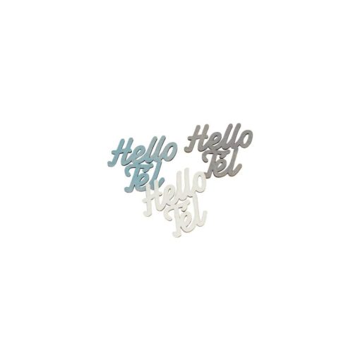 Fafigura "Hello Tél" felirat színes ezüst 8x8 cm 3 db/cs