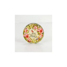 Nyomtatott fa tábla Hello tavasz lepkés kör 5 cm 1 db