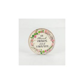 Nyomtatott fa tábla - Otthonod virágos kör 5 cm 1 db