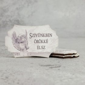   Nyomtatott fatábla - Szívünkben örökké élsz 6,4x4 cm 1 db