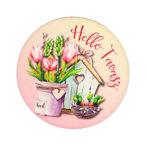 Nyomtatott fa tábla Hello Tavasz 11,8 cm