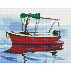 Gyémántszemes kirakó Csónak nyugodt vizen 50x40 cm