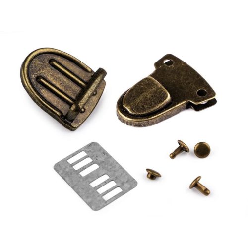 Fém táskazár 30x39 mm ósárgaréz