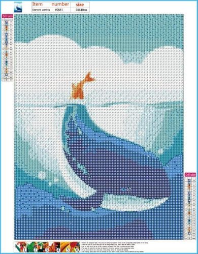 Gyémántszemes kirakó Bálna sziluett 30x40 cm