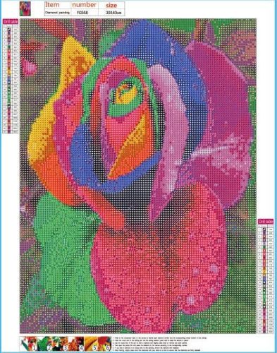 Gyémántszemes kirakó Szivárványos rózsa 30x40 cm