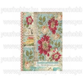   Stamperia Dekupázs rizspapír A4 Alice piros virág DFSA4351