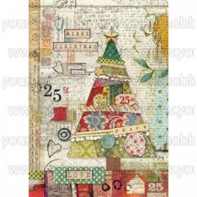 Stamperia Dekupázs rizspapír A4 Patchwork fa DFSA4406