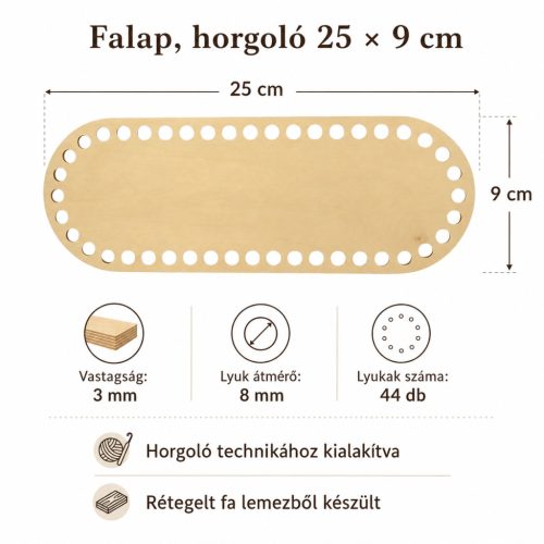  Horgoló  falap  25 x 9 cm
