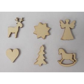 Karácsonyi fafigurák, fadíszek  6 db/csomag