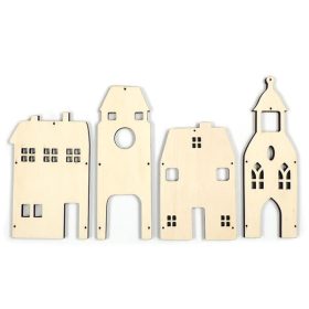 Nagy házak sorozat, fa forma  4 db 