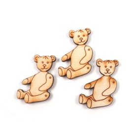 Mackó fafigura, fadísz  3 db/csomag