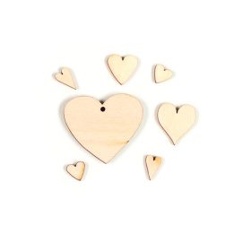  Szív fa formák vegyesen  7 db, fadísz
