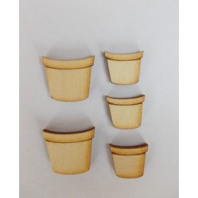 Cserepek fa formák, fadíszek 5 db/csom.