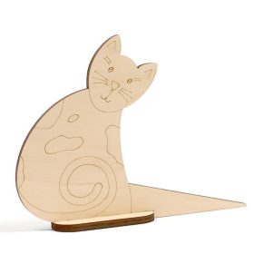 Ajtókitámasztó cica fafigura - foltos