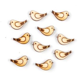 Mini madár fafigura, fagomb 10 db