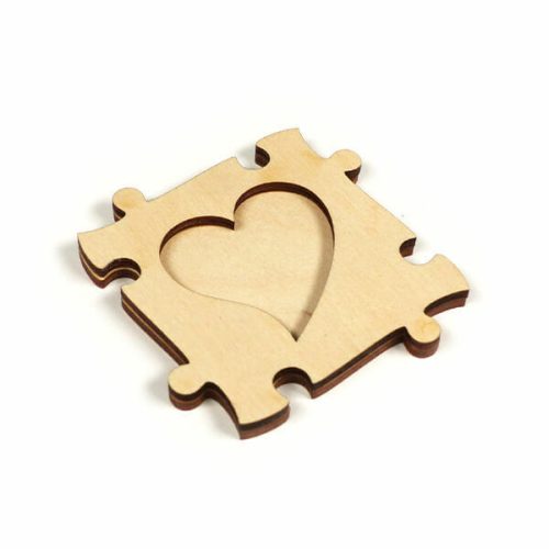 Fa képkeret 6X6 cm - puzzle, hűtőmágnes, szív