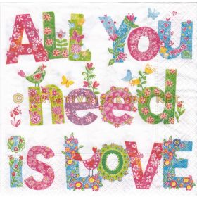 Szalvéta "All you need is love" felirat