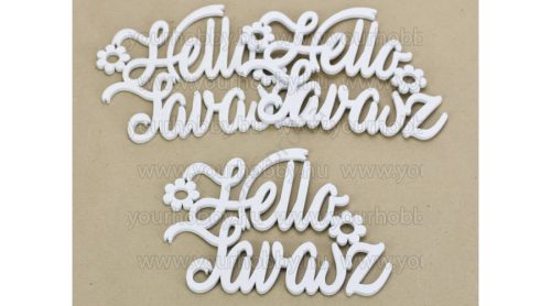 Fa "Hello Tavasz" felirat virággal fehér 14,5x20 cm