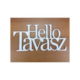   Fa "Hello Tavasz" felirat koszorúra fehér 10x20 cm