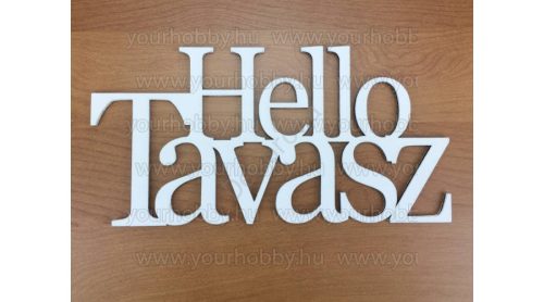 Fa "Hello Tavasz" felirat koszorúra fehér 10x20 cm