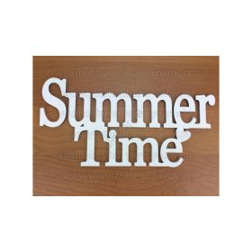   Fa "Summer Time" felirat koszorúra fehér 10x20 cm